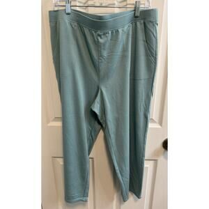 Denim Co Large Knit Crop Pants Pockets Seafoam Green Straight Leg